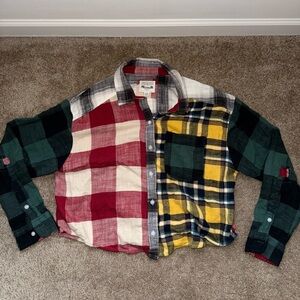 American Eagle Mixed Pattern Cropped Flannel